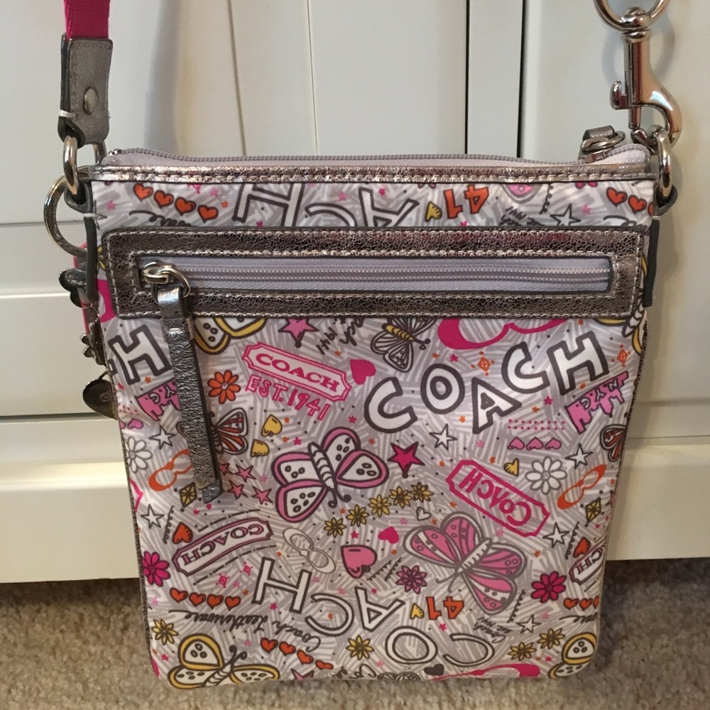 Coach swingpack—pink butterfly crossbody purse